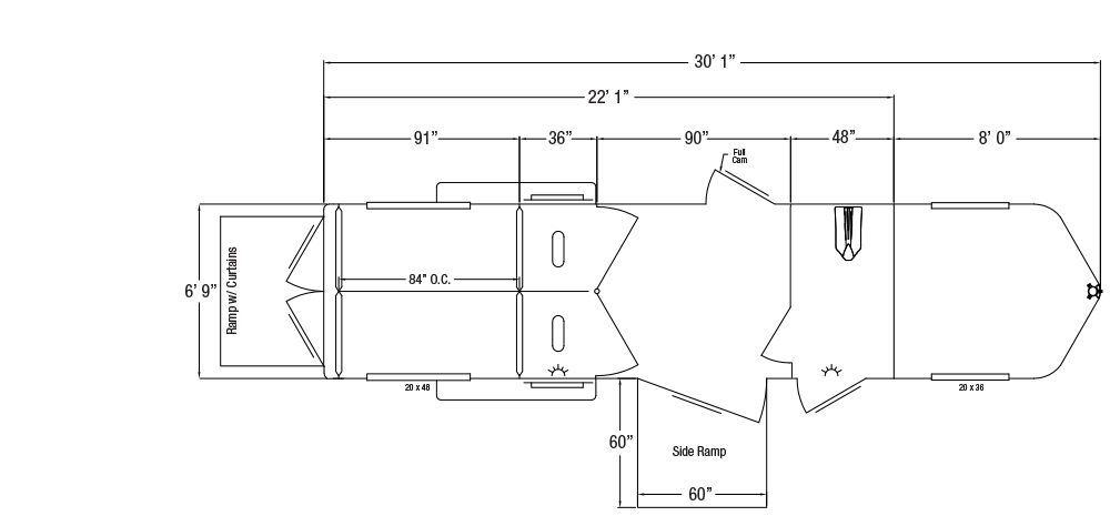 Sundowner Charter TR SE 2+1 Gooseneck Trailer Floorplan