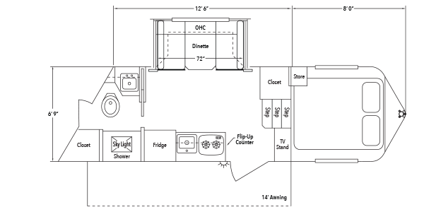 Sundowner Living Quarter 6912 Slide Out Trailer Floorplan