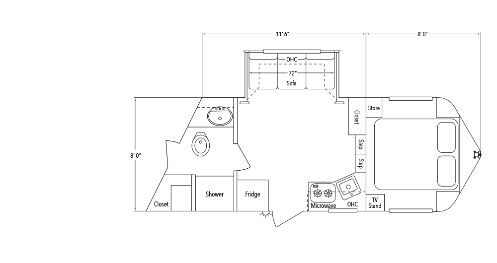 Sundowner Living Quarter 8011 Slide Out Trailer Floorplan