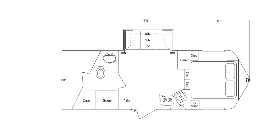 Sundowner Living Quarter 8012 A Slide Out Trailer Floorplan
