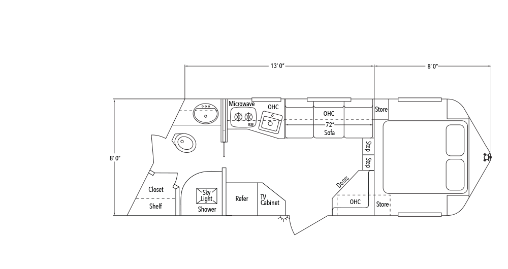 Sundowner Living Quarter 8013 A Trailer Floorplan