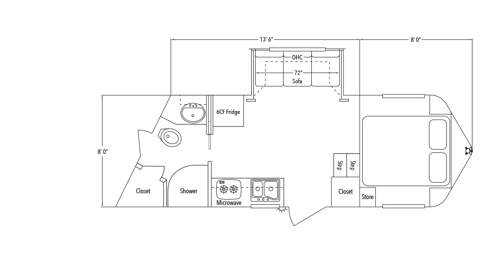 Sundowner Living Quarter 8013 A Slide Out Trailer Floorplan