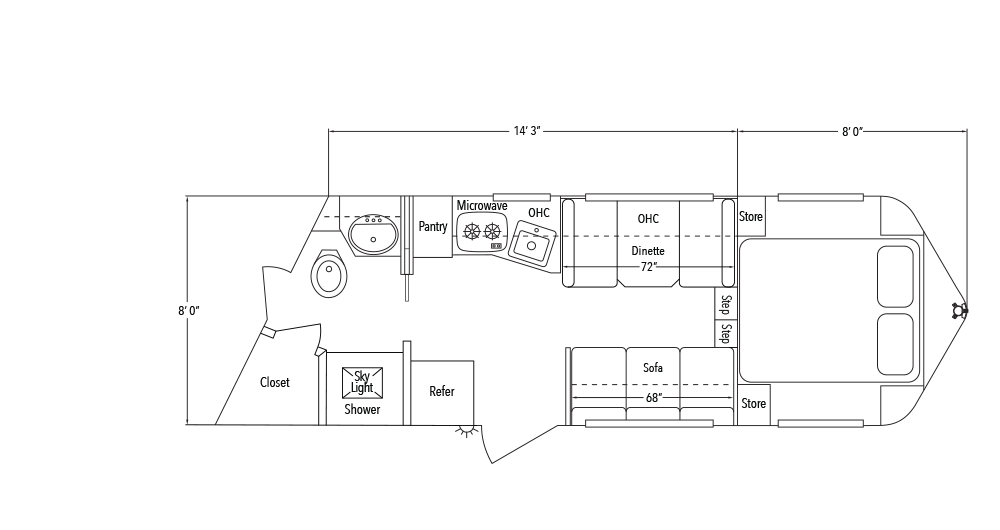 Sundowner Living Quarter 8014 Trailer Floorplan