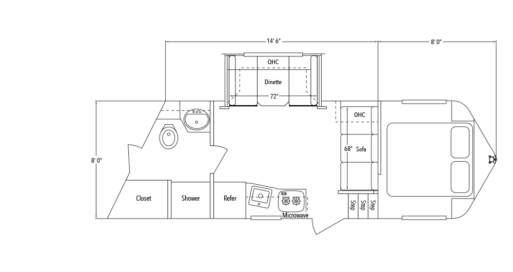 Sundowner Living Quarter 8014 A Slide Out Trailer Floorplan