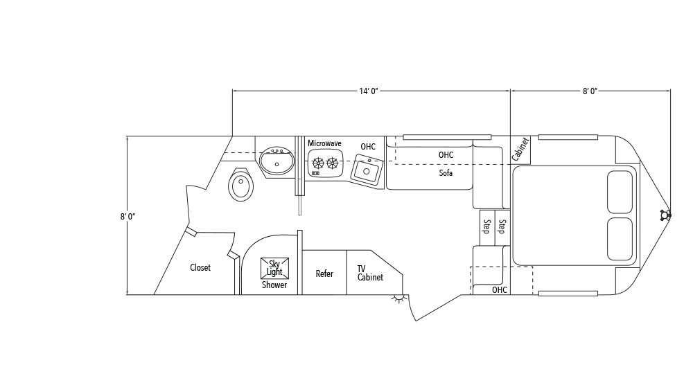 Sundowner Living Quarter 8014 J Trailer Floorplan