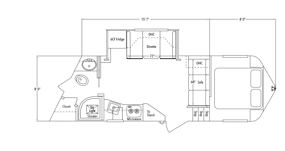 Sundowner Living Quarter 8015 Slide Out Trailer Floorplan