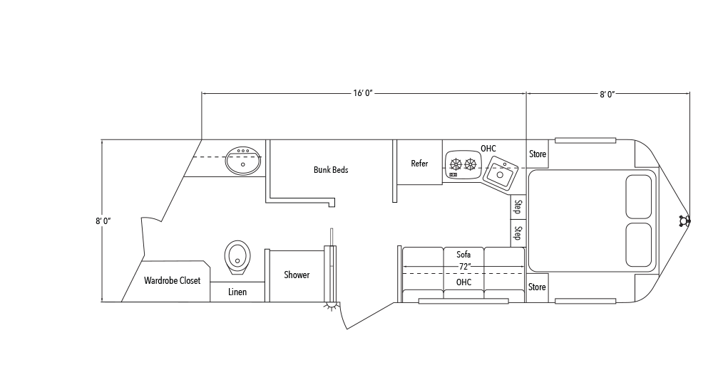 Sundowner Living Quarter 8015 Slide Out Trailer Floorplan