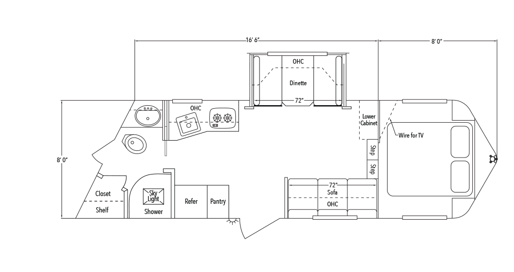 Sundowner Living Quarter 8016 B Slide Out Trailer Floorplan