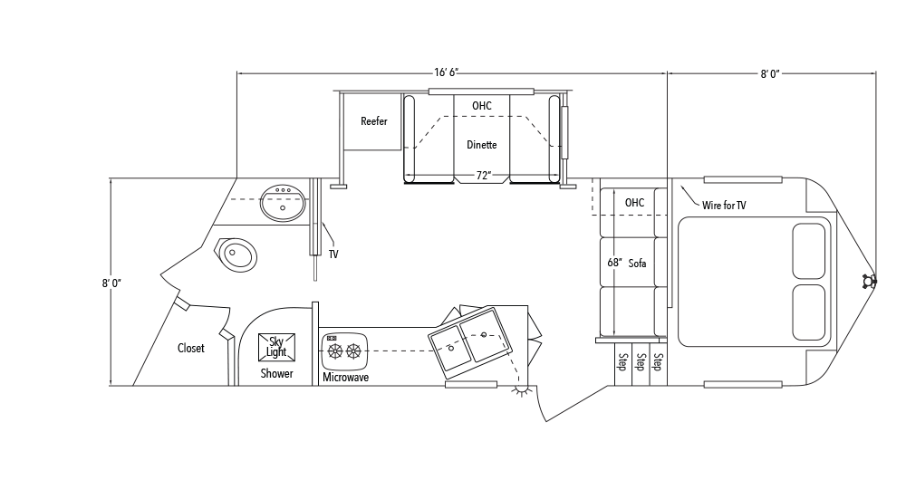 Sundowner Living Quarter 8016 D Slide Out Trailer Floorplan