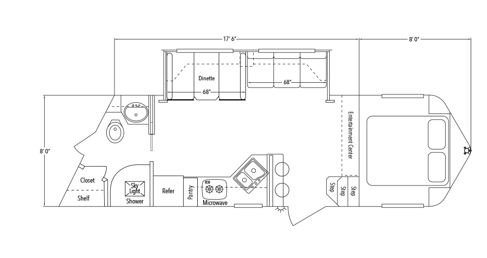 Sundowner Living Quarter 8017 Slide Out Trailer Floorplan