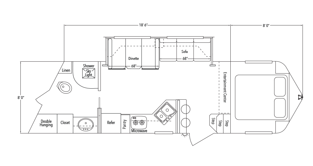 Sundowner Living Quarter 8018 A Slide Out Trailer Floorplan