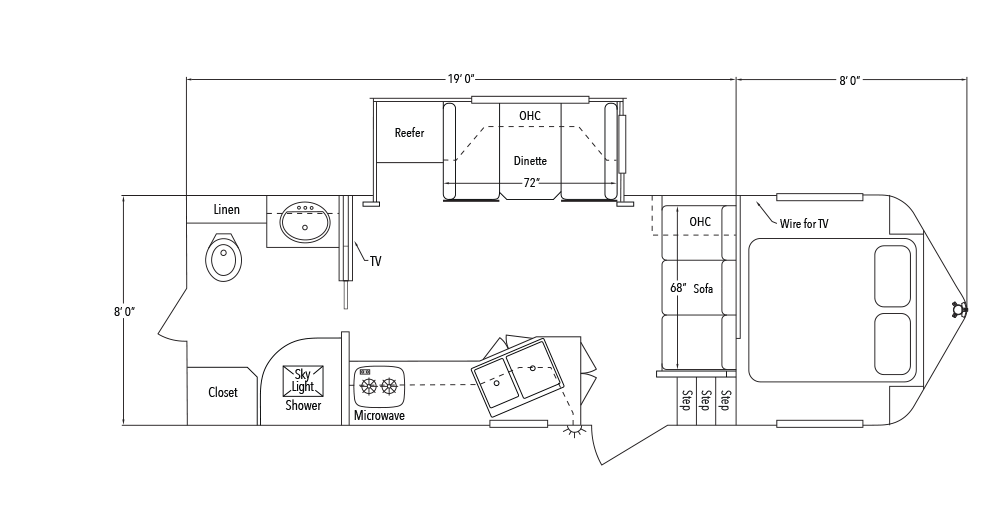 Sundowner Living Quarter 8019 Straight Wall Slide Out Trailer Floorplan