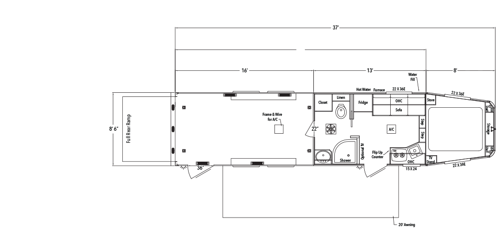 Sundowner Toy Hauler Garage Model Gooseneck Trailer Floorplan