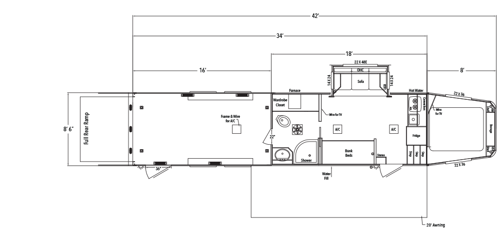 Sundowner Toy Hauler Garage Model Gooseneck Trailer Floorplan