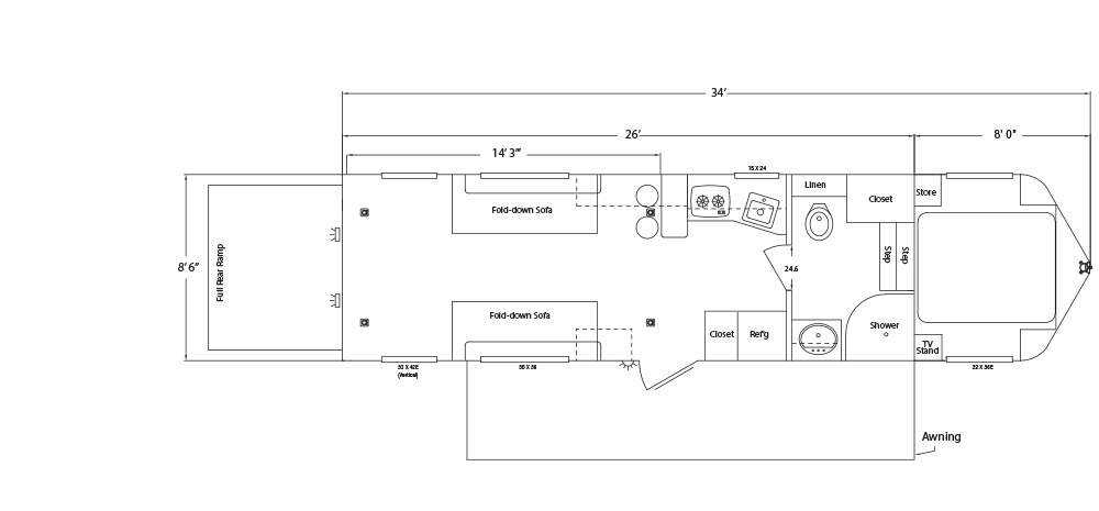 Sundowner Toy Hauler Open Model Gooseneck Trailer Floorplan