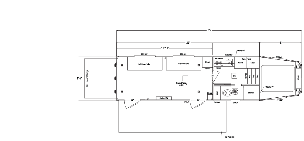 Sundowner Toy Hauler Open Model Gooseneck Trailer Floorplan