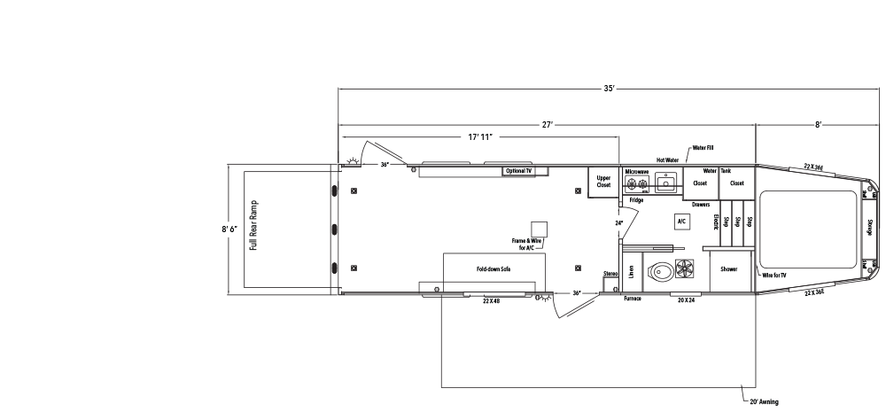 Sundowner Toy Hauler Open Model Gooseneck Trailer Floorplan