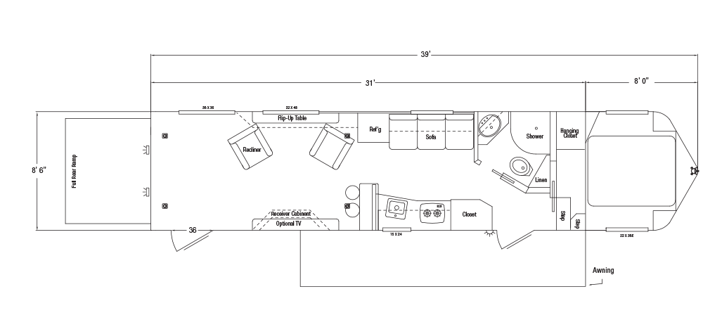 Sundowner Toy Hauler Open Model Gooseneck Trailer Floorplan