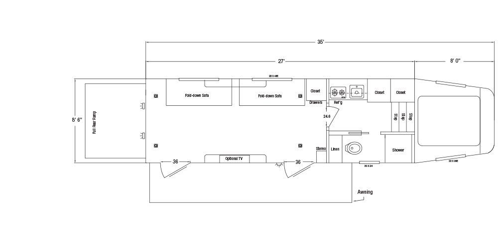 Sundowner Toy Hauler Open Model Gooseneck Trailer Floorplan