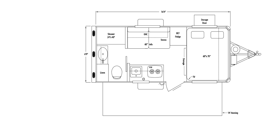 Sundowner TrailBlazer RV Bumper Pull Trailer Floorplan