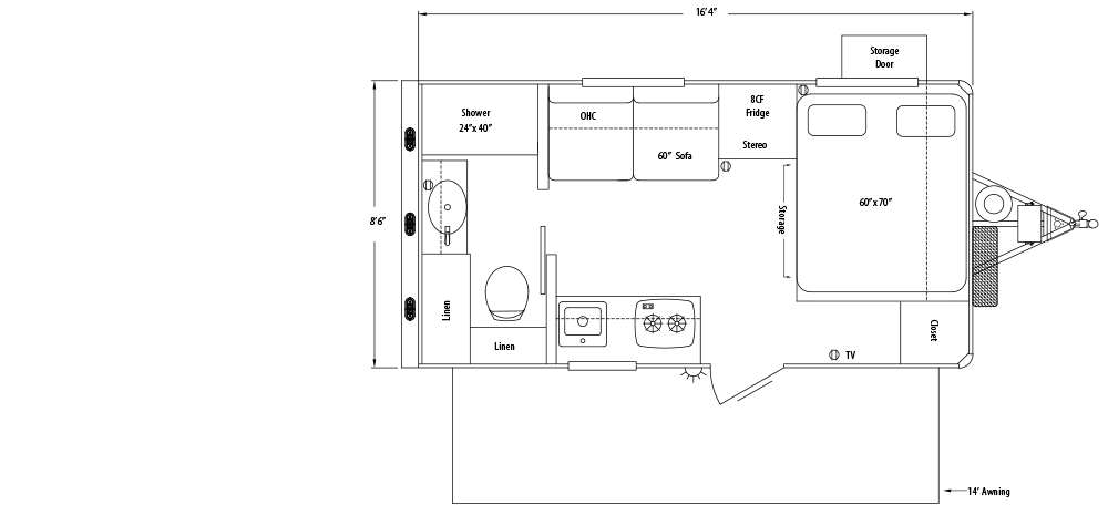 Sundowner TrailBlazer RV Bumper Pull Trailer Floorplan