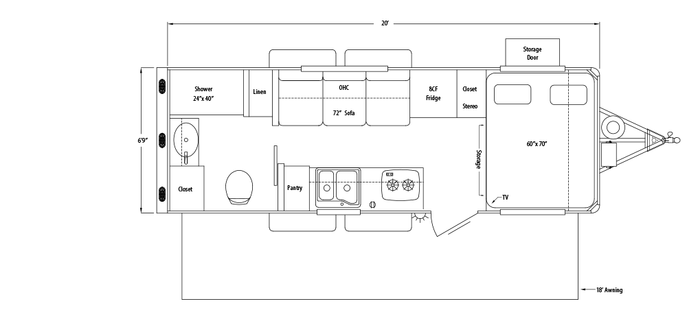 Sundowner TrailBlazer RV Bumper Pull Trailer Floorplan