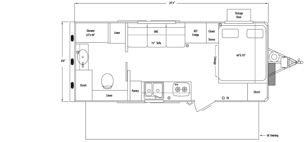 Sundowner TrailBlazer RV Bumper Pull Trailer Floorplan