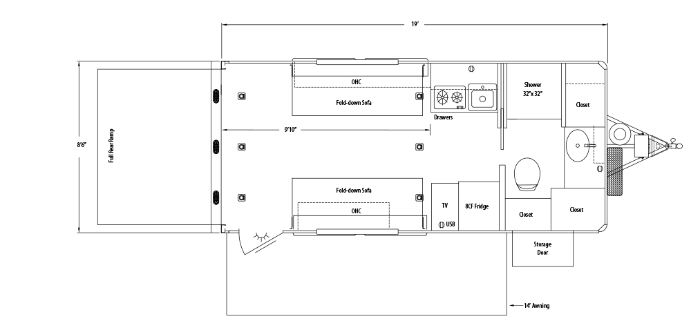 Sundowner TrailBlazer Toy Box Bumper Pull Trailer Floorplan